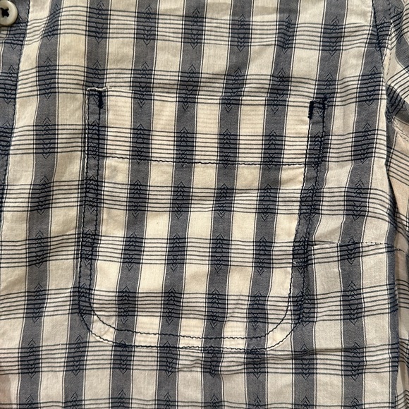 LUCKY BRAND ✨ 3/4 Sleeve Plaid Button Down Up Business Blue White Womans Small - Picture 3 of 7